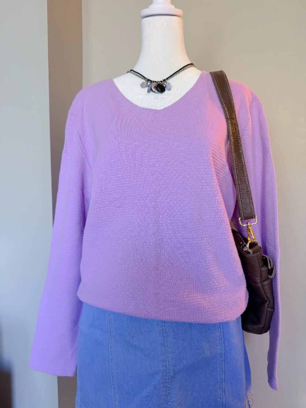 What Next Purple Waffle Knit Long Sleeve - Size XL